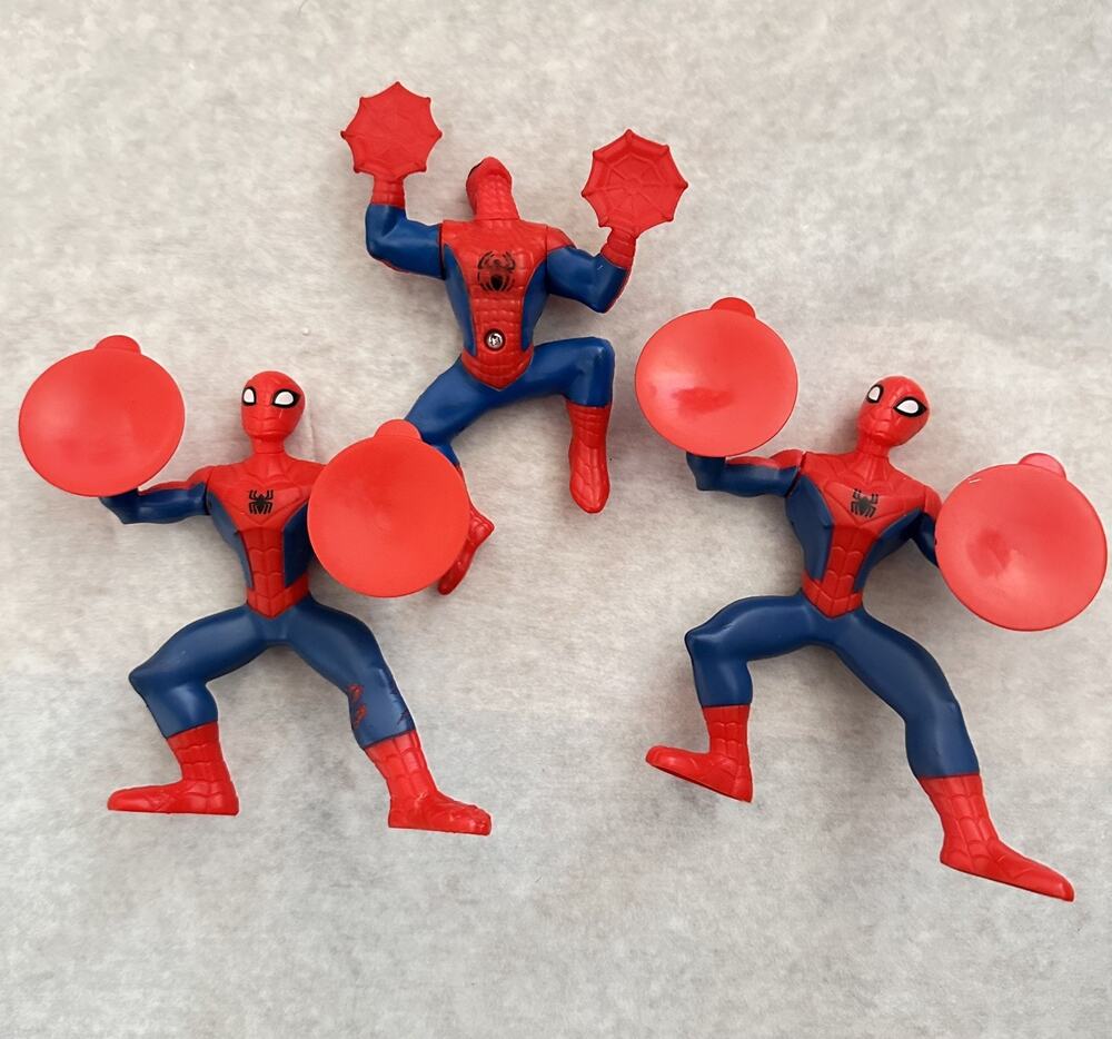 F16 Lot of 3 2009 Mcdonald's & Marvel Spider Man Suction Cup Figures